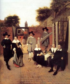 皮特爾 德 衚格 Portrait of a Family in a Courtyard in Delft